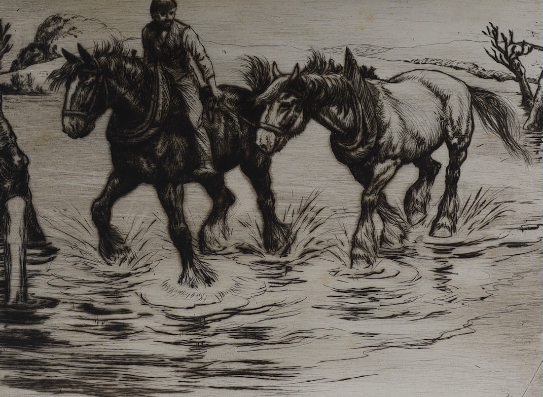 Anton Lock (1893-1979), a group of twenty five etchings, mostly equestrian studies, largest 18 x 26cm, all unframed